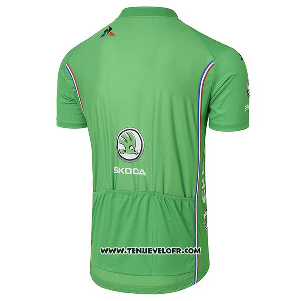 2017 Maillot Ciclismo Tour DE France Vert Manches Courtes et Cuissard
